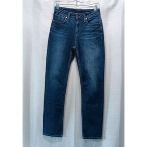Silver Jeans Avery Straight Women 28x31 Dark Wash Stretch‎ Logo Embroidered